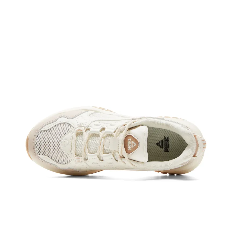 PEAK Cushioning Coverage Rebound Slip Resistant Low Top Casual Shoes Women's Ivory Yellow Canvas White-3