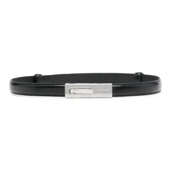 CK/Calvin Klein Carving Logo Calfskin Leather Belts Women's Black Width: 2cm