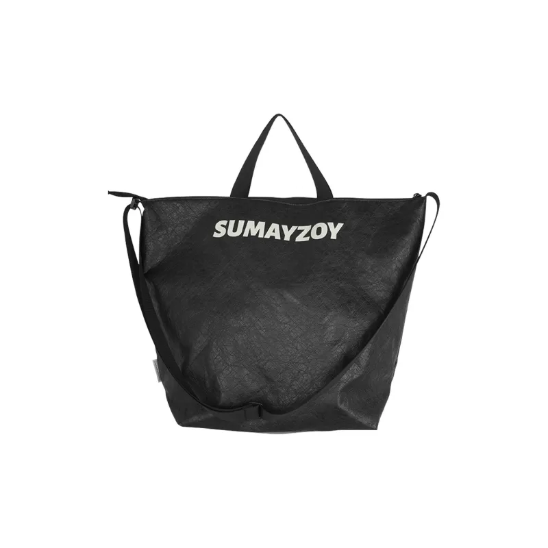 SUMAYZOY DuPont Paper PE Polyethylene One Shoulder Handbag Large Size Unisex Lightning Silver/Black-5
