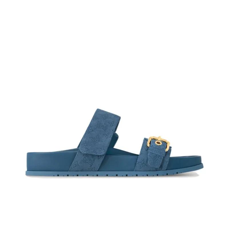 LOUIS VUITTON Bom Dia Slip Resistant Fashion Slippers Women's Blue-1