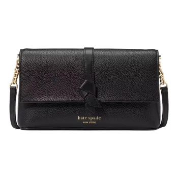 Kate Spade Knott Eggstone Leather Shoulder Bag Crossbody Bag Women's Black