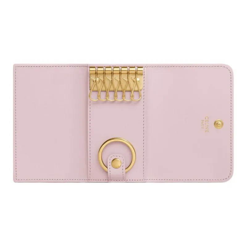 CELINE Triomphe Calfskin Key Pouch Women's Light Pink-3