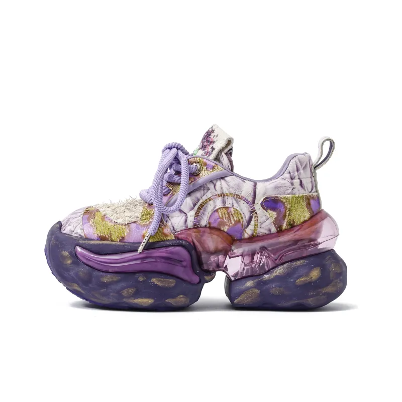 VINYVIOLA Cushioned Wear-Resistant Height Increasing Low-Top Chunky Sneakers Women's-5