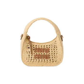 MIU MIU Wander Series Leather Crescent Bag Shoulder Bag Crossbody Bag Handbag Women's Natural Blend Cognac