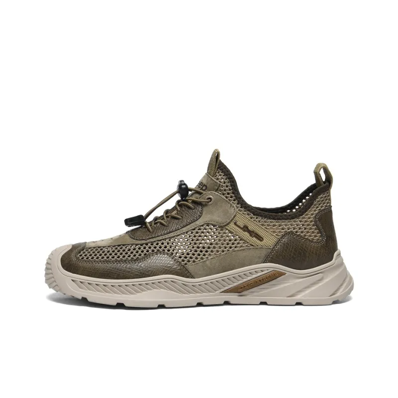 Jeep Shock Absorbers Slip Resistant, Abrasion Resistant, Breathable Low Top Casual Running Shoes Men's Khaki-0