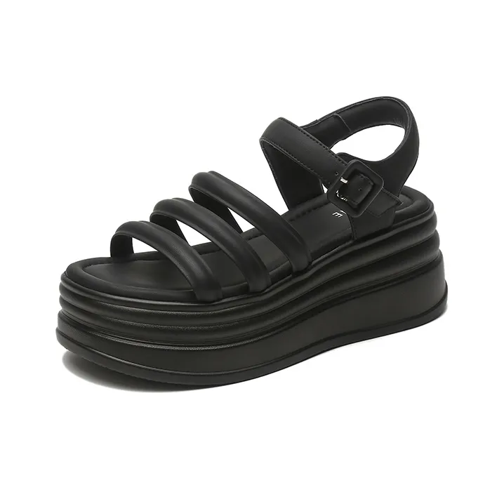 DAPHNE Strap Sandals 7.2cm Women's Black/Beige-1
