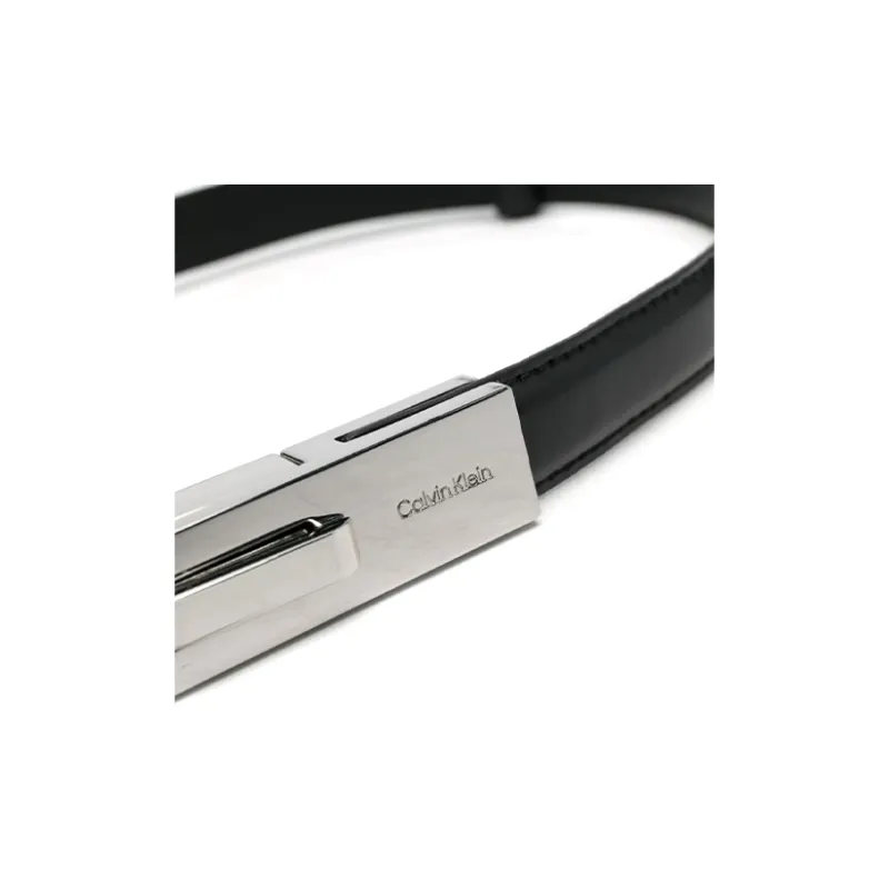 CK/Calvin Klein Carving Logo Calfskin Leather Belts Women's Black Width: 2cm-2