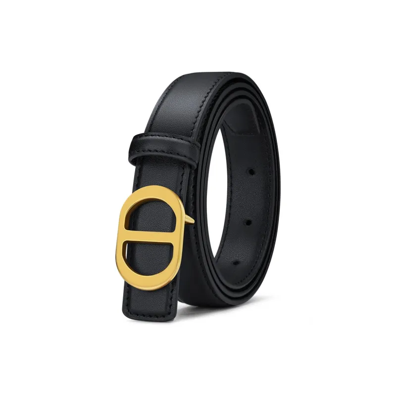 WilliamPOLO Cow Leather Leather Belts Women's Black 2.4cm Width-0