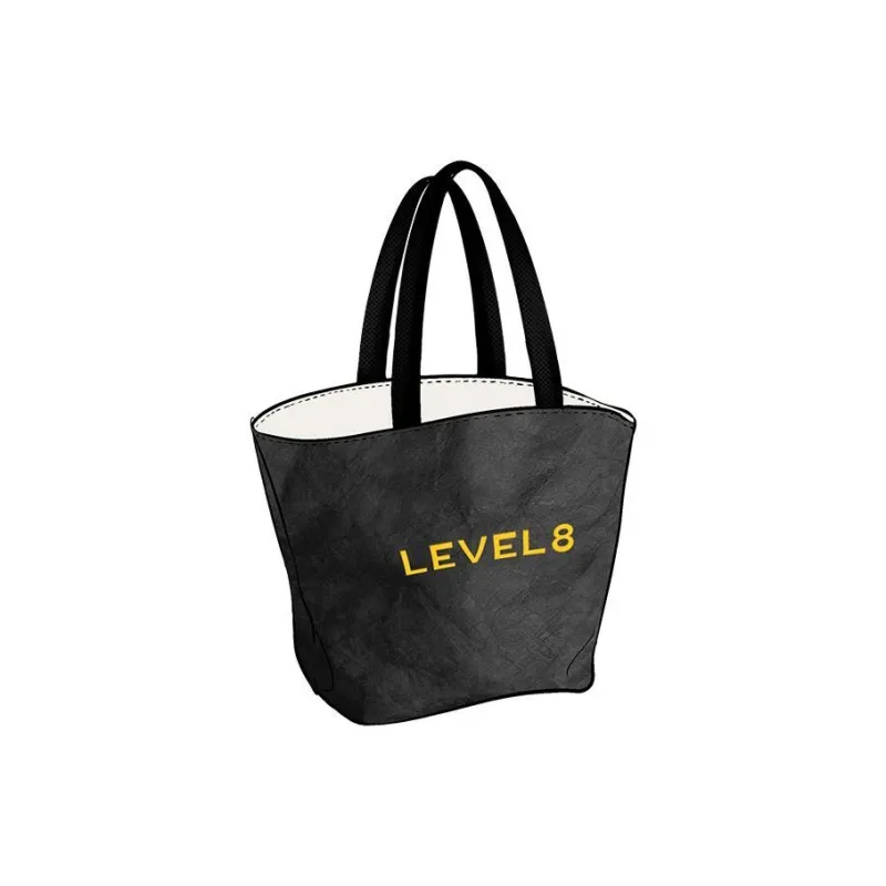 LEVEL8 DuPont Paper With Canvas One Shoulder Handbags Medium Size Unisex Black-1