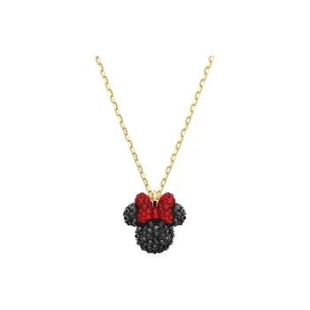 Swarovski Mickey And Minnie Gold Plated Necklaces Women's Black