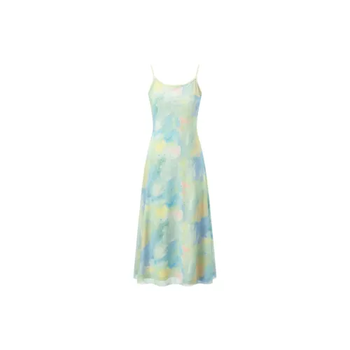 LEDIN Slip Dresses Women's Green Print