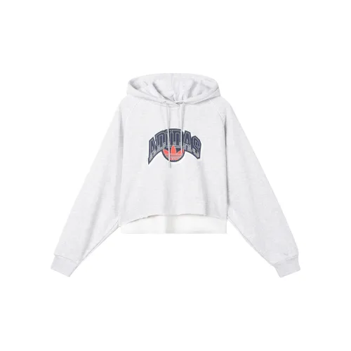 Adidas Originals Cropped Hoodie Sweatshirts Women's Light Heather Gray