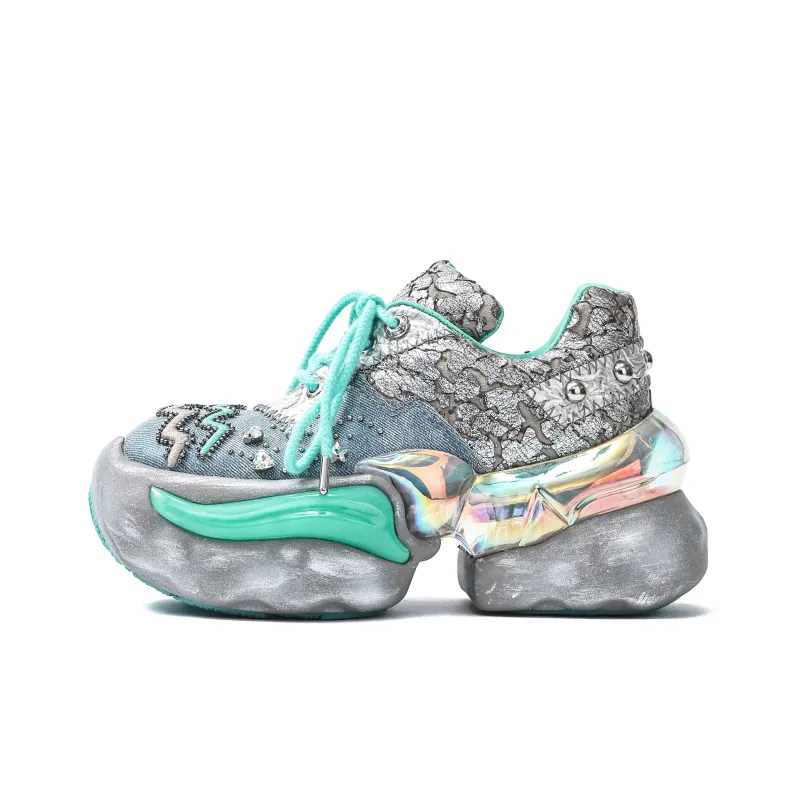VINYVIOLA Cushioned Wear-Resistant Height Increasing Low-Top Chunky Sneakers Women's-20