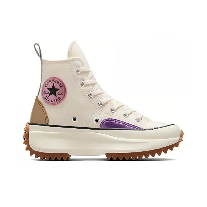 Converse Run Star Hike Platform Chrome Abrasion Resistant Breathable High Top Canvas Shoes Unisex Beige-1
