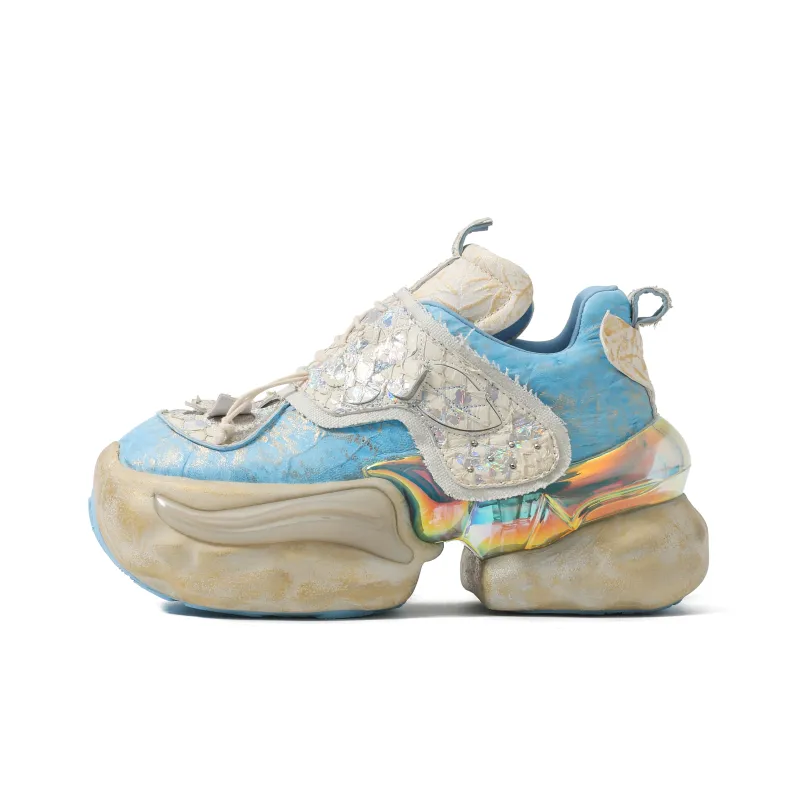 VINYVIOLA Cushioned Wear-Resistant Height Increasing Low-Top Chunky Sneakers Women's-25