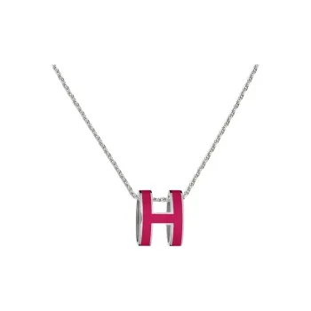 HERMES POP H Collection Palladium Plated Color, Lacquered Finish Necklaces Women's Silver Chain