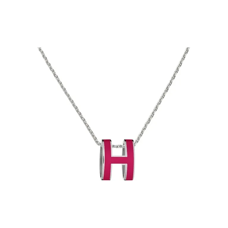 HERMES POP H Collection Palladium Plated Color, Lacquered Finish Necklaces Women's Silver Chain-0