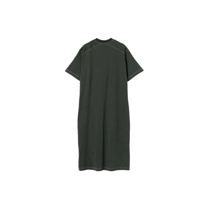 Beams Ribbed Henley Neck Short Sleeve Dress Short Sleeved Dresses Women's-6