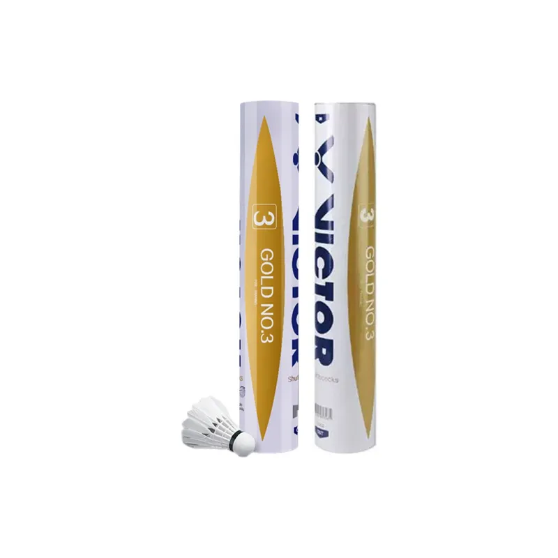 VICTOR Golden Yellow Collection Duck Feather Shuttlecock 12 Pack Water Duck Feather Training Match Shuttlecocks-2
