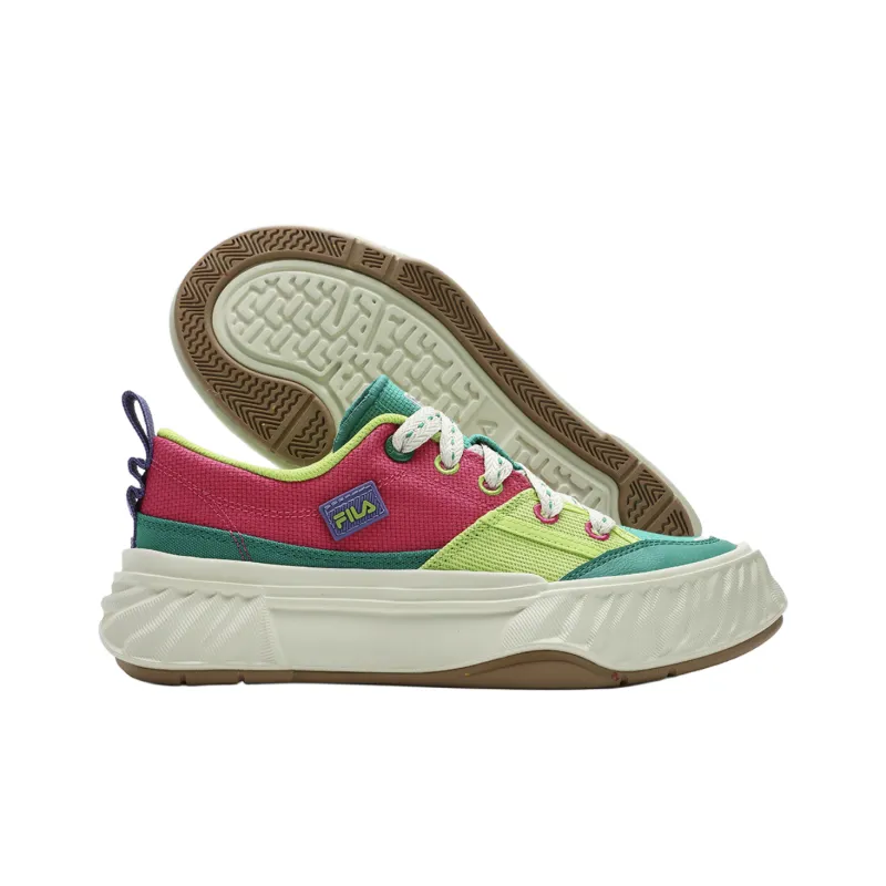 FILA Fosso Slip Resistant Low Top Canvas Shoes Women's Green Pink-4