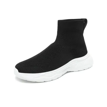 SENGUIBUCK Breathable Height Increasing Mid-Top Casual Shoes Men's Black