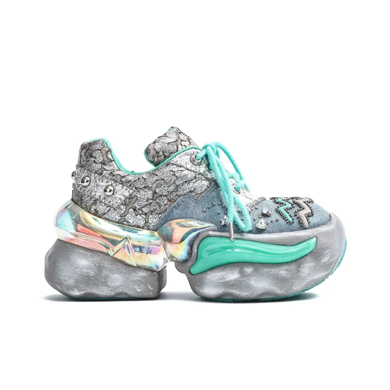 VINYVIOLA Cushioned Wear-Resistant Height Increasing Low-Top Chunky Sneakers Women's-21