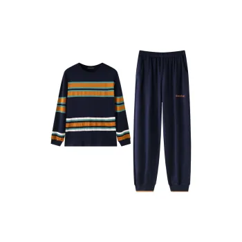Meonsill Spring And Fall Season Pajama Set Men's Blue