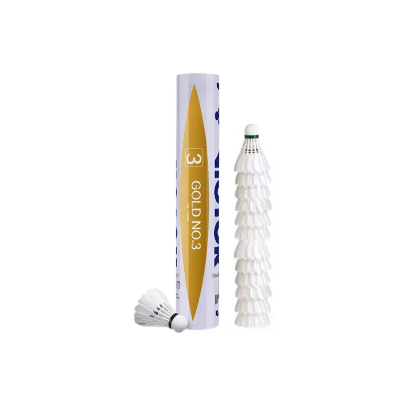 VICTOR Golden Yellow Collection Duck Feather Shuttlecock 12 Pack Water Duck Feather Training Match Shuttlecocks-1