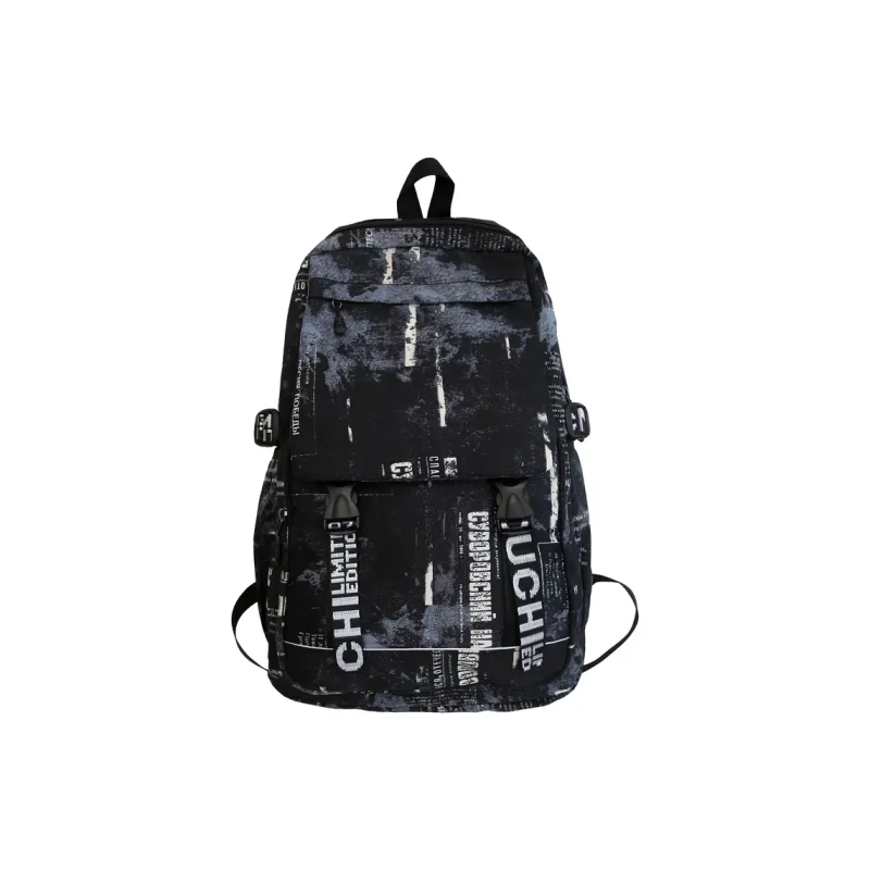 Dusen Kangaroo Nylon Backpack Unisex Gray/Black/White/Blue-14