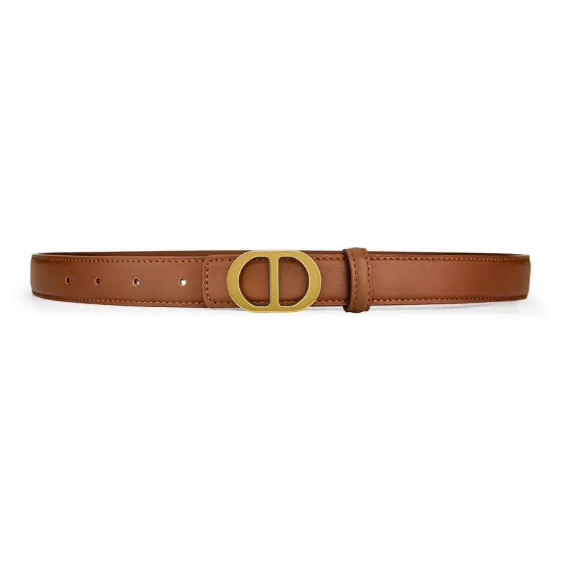 WilliamPOLO Cow Split Leather Cow Leather Leather Belts Women's Caramel Width 2.4CM-2