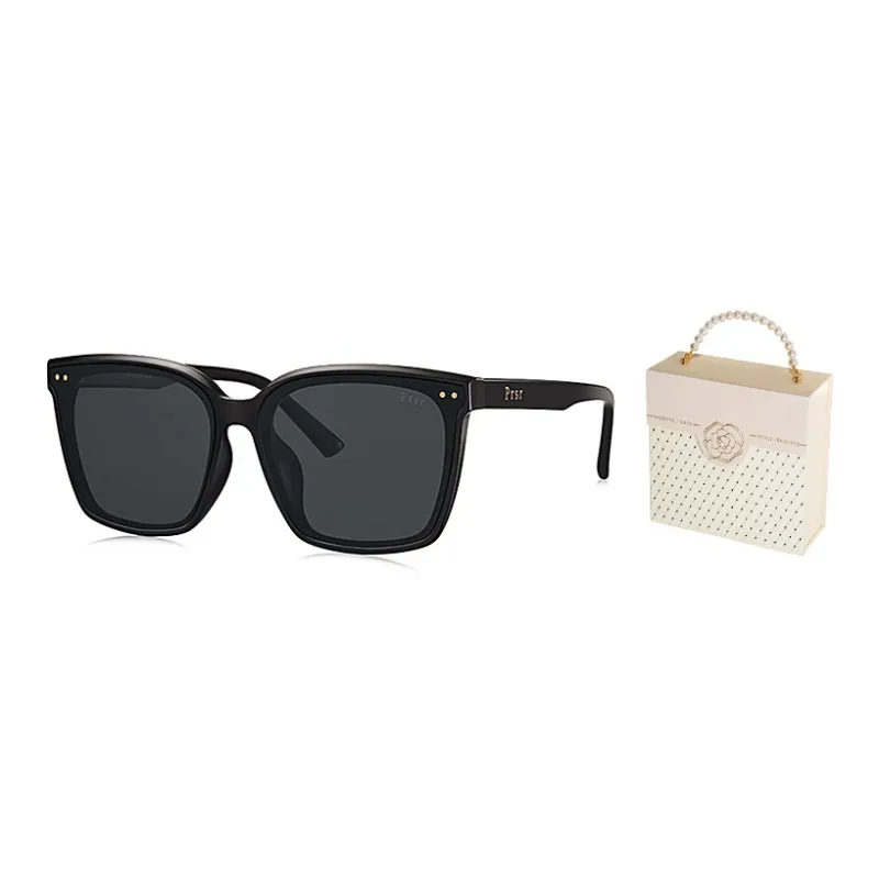 Prsr TR/Memory Plastic TR90 Square Sunglasses Women's Black-12