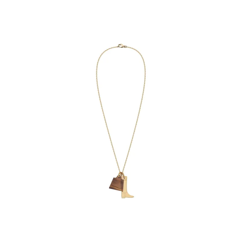 HERMES Amulettes Maroquinier Brass Necklaces Unisex-1