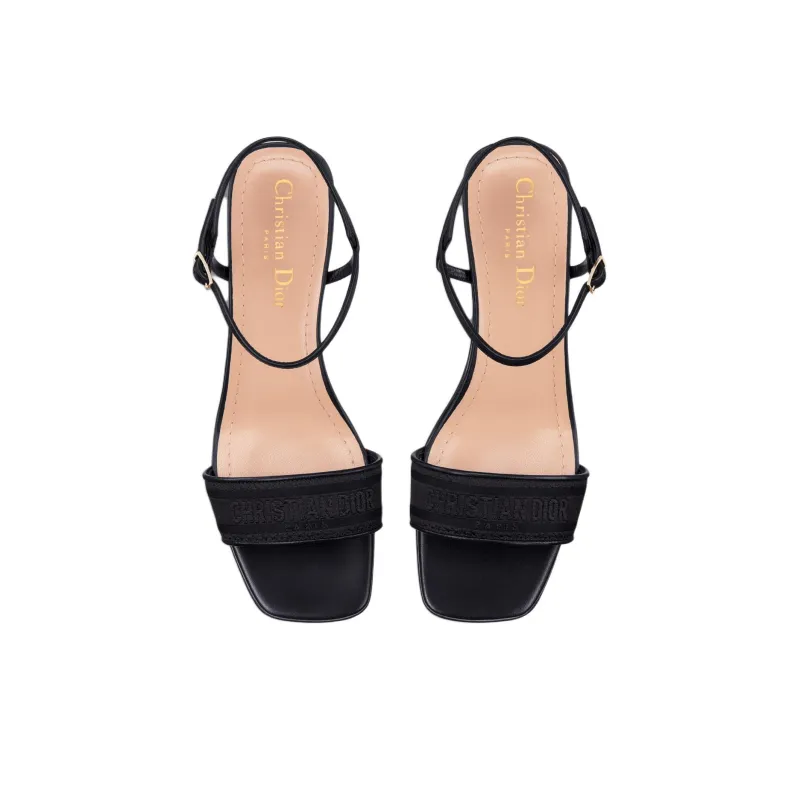 DIOR Dway Open-Toe Buckle High Heel 5cm Women's Black-4