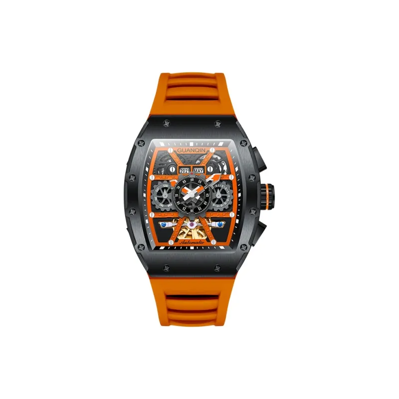 GUANQIN GUANQIN GJ16197 Automatic Mechanical Movement Silicone Strap Watch Men's Watches Cut-Out Dial-2
