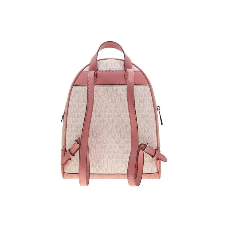 MICHAEL KORS Rhea Zip PVC Backpack Medium Size Women's White & Light Pink-3