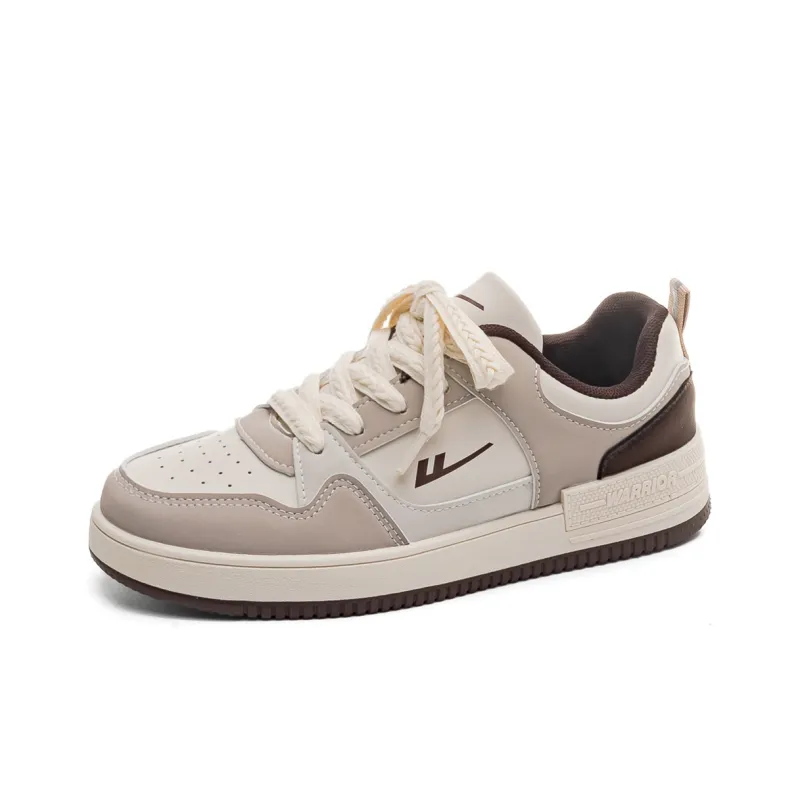 Warrior Slip Resistant Cushioning Wear Resistant Lightweight Breathable Low Top Skateboard Shoes Unisex Ecru-18