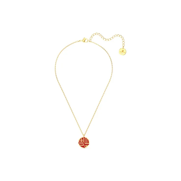 Swarovski Full Blessing Gold Tone Plated Necklaces Women's Red-2