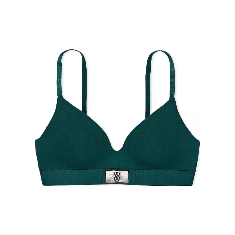 Victoria's Secret PINK THE T-SHIRT Shine Patch T-Shirt Wirels Bra/Black Ivy Bra Women's Ivy-0