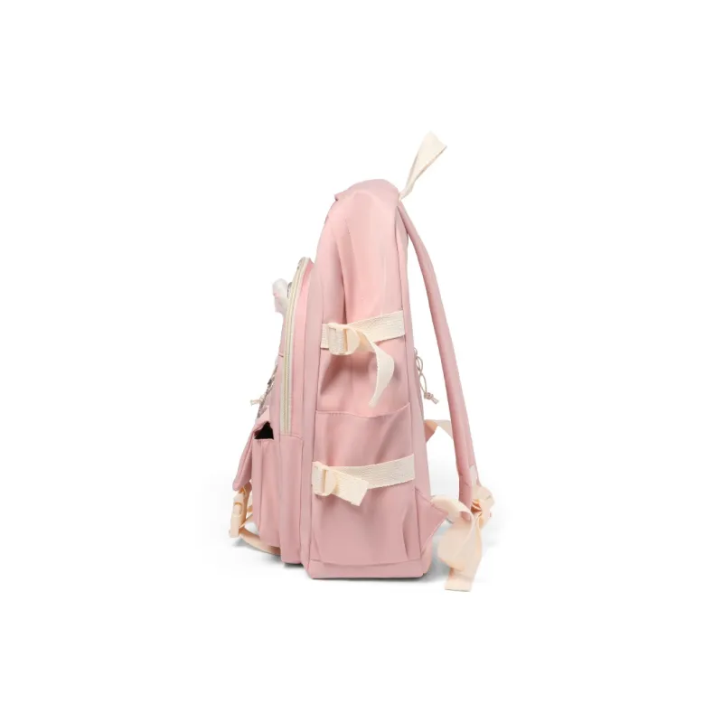 Kevin Cohen Nylon Fabric Backpack Travel Bag Regular Unisex Ecru & Purple/Black/Pink-10