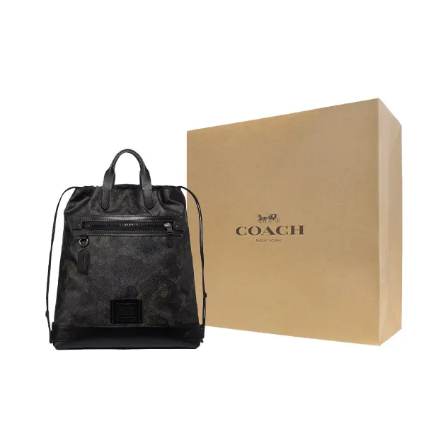 COACH Academy Signature Coated Canvas Backpack Large Size Men's Black-5