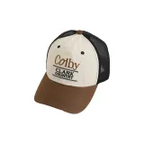 Letter Mesh Hat-Coffee Brim (Head Circumference 50-54cm)