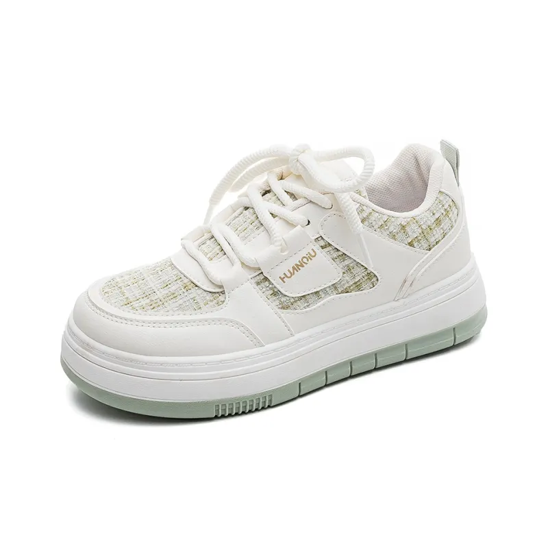HUANQIU Cushioning Wear Resistant Low Top Skateboard Shoes Women's Matcha Green-1