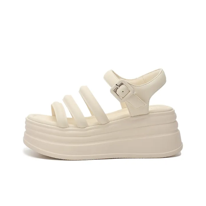 DAPHNE Strap Sandals 7.2cm Women's Black/Beige-3