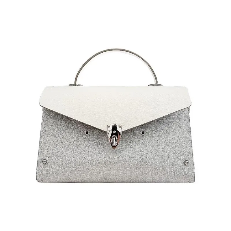 WANACCESSORY Cow Leather Crossbody Handbag, Shoulder Bag Trumpets Women's Snow Mountain White/Silver Flash-4