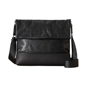 ROSEROOEN Top Grain Vegetable Tanned Cow Leather Shoulder Bag Crossbody Bag Regular Unisex Black
