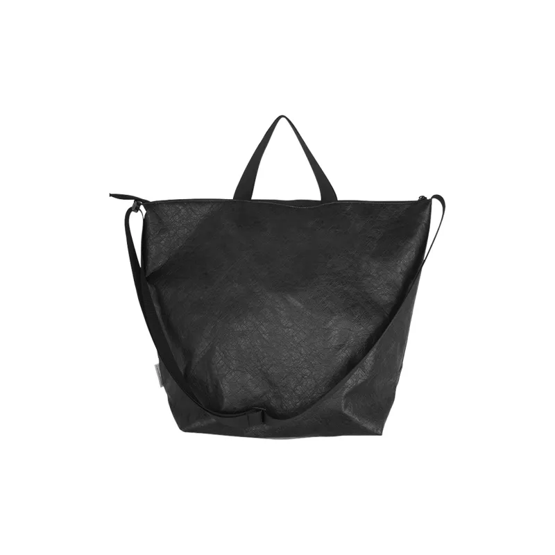 SUMAYZOY DuPont Paper PE Polyethylene One Shoulder Handbag Large Size Unisex Lightning Silver/Black-6
