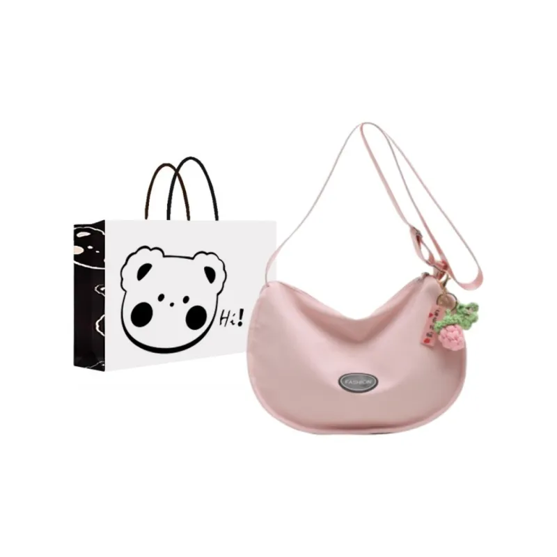 NX DOUGHNUT Canvas Bag, Crossbody Bag Women's Ecru With Charm/Black With Charm/Pink With Charm-5