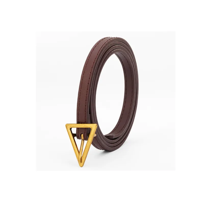 Cows Reign Vintage Triangle Pin Buckle Thin Top Grain Cow Leather Fashion Decoration Belt Leather Belts Women's-18