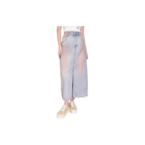 ELF SACK Denim Long Skirts Women's Blue