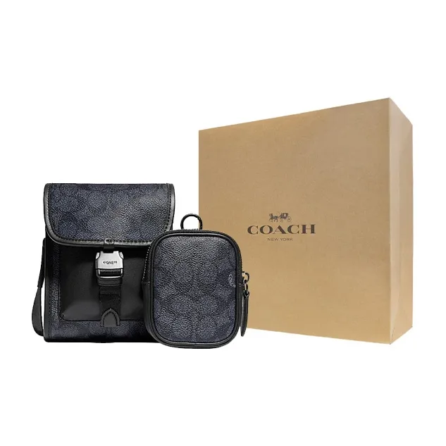 COACH Charter Calfskin Shoulder Bag, Crossbody Bag Trumpets Men's Charcoal Black-4
